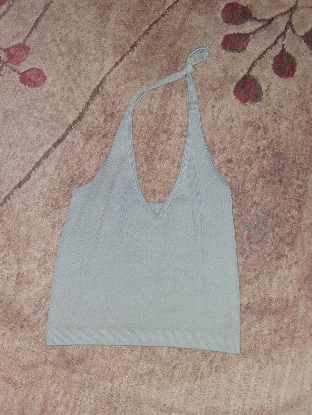 Arizona Jean Company Ribbed Halter Tank Top - Sage Green